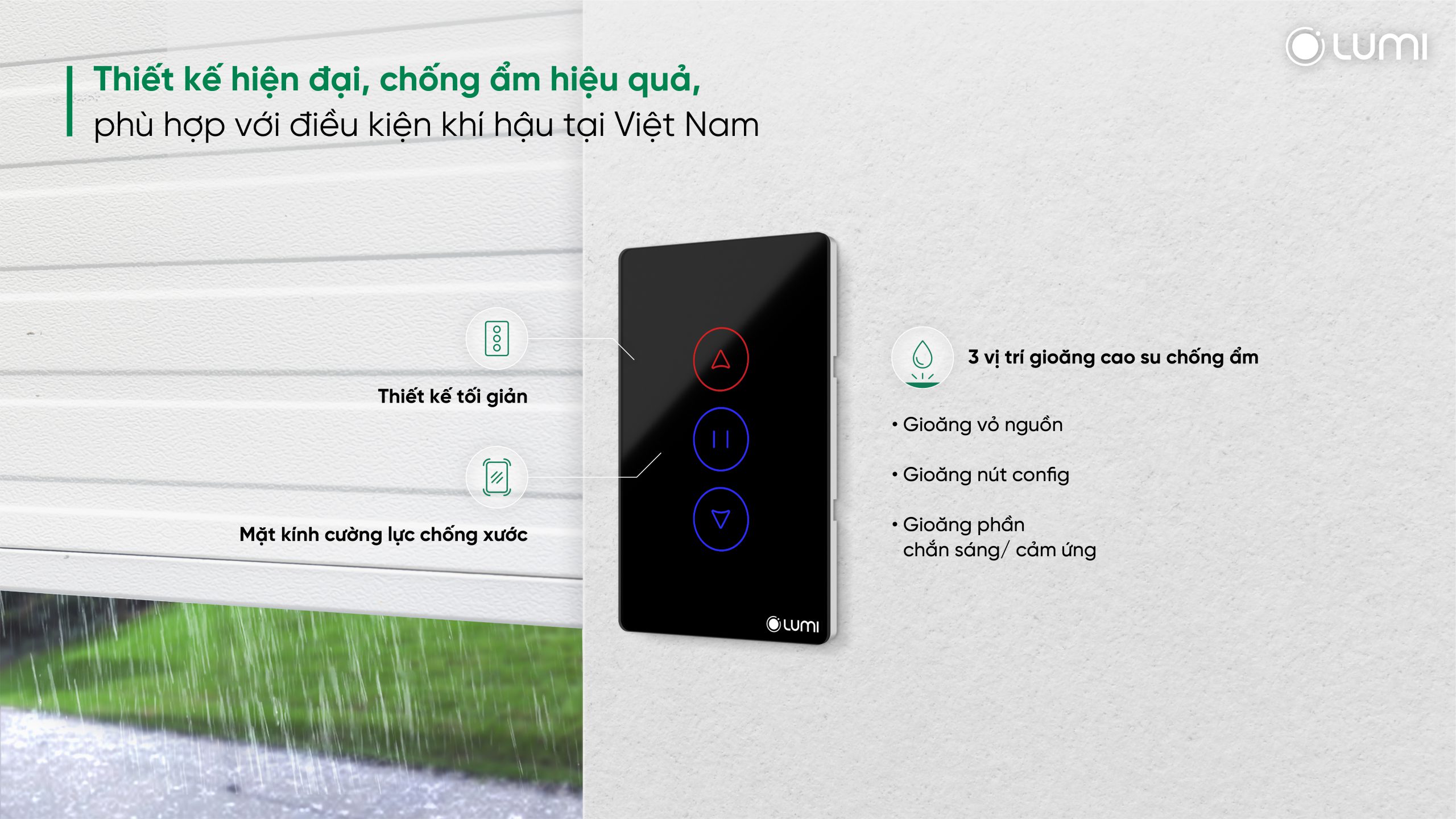 Công tắc cửa cuốn thông minh Wifi Lumi LM-S3R/W Công tắc cửa cuốn thông minh Lumi hiện đại, chống ẩm tốt
