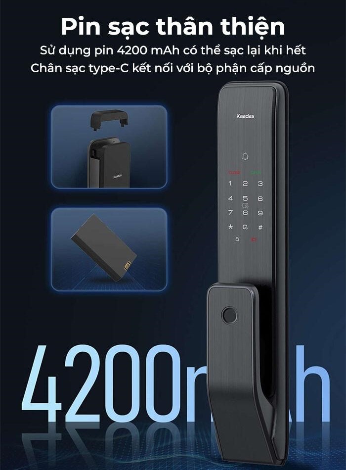 Khóa cửa vân tay Kaadas Q3 kết hợp chuông cửa - Model 2024 chiến lược từ hãng 21 kaadas q3 b8