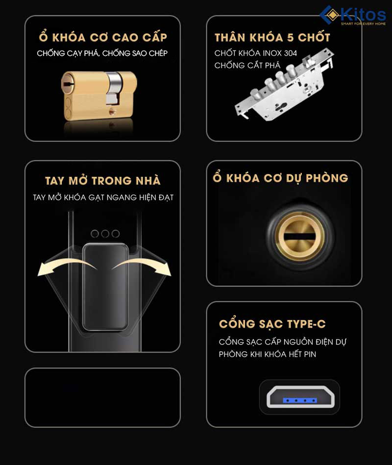 Khóa cửa vân tay có camera + màn hình Kitos KT X8 25 kitos kt x8 13