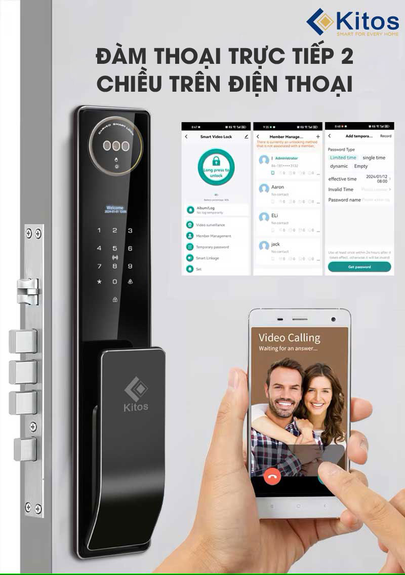 Khóa cửa vân tay có camera + màn hình Kitos KT X8 16 kitos kt x8 5
