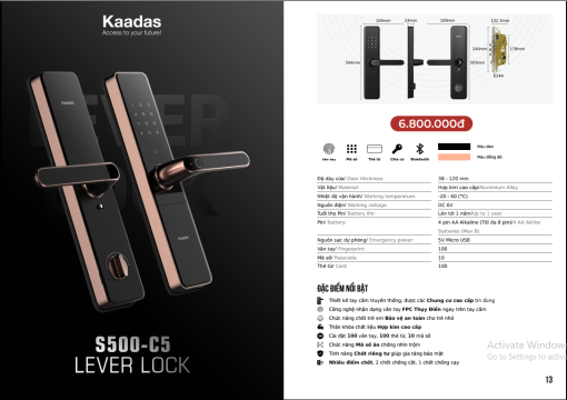 Khóa cửa vân tay Kaadas S500-C thương hiệu Đức - Ảnh 6