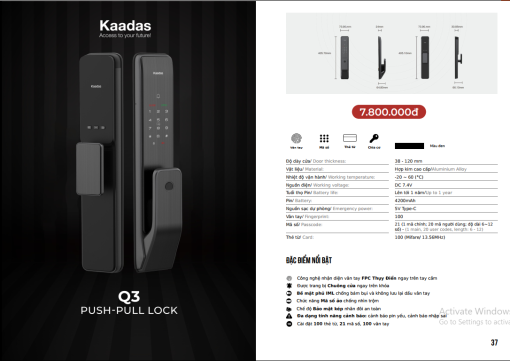 Khóa cửa vân tay Kaadas Q3 kết hợp chuông cửa – Model 2024 chiến lược từ hãng - Ảnh 6